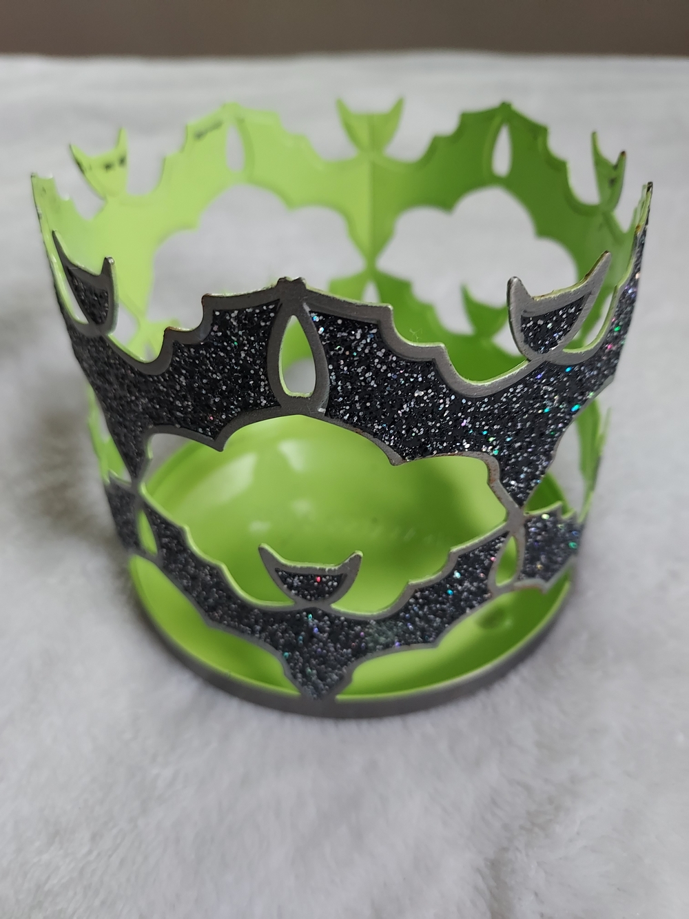 Bath & Body Works Black Glitter Bats & Lime Candle Holder Halloween Spooky Boo!